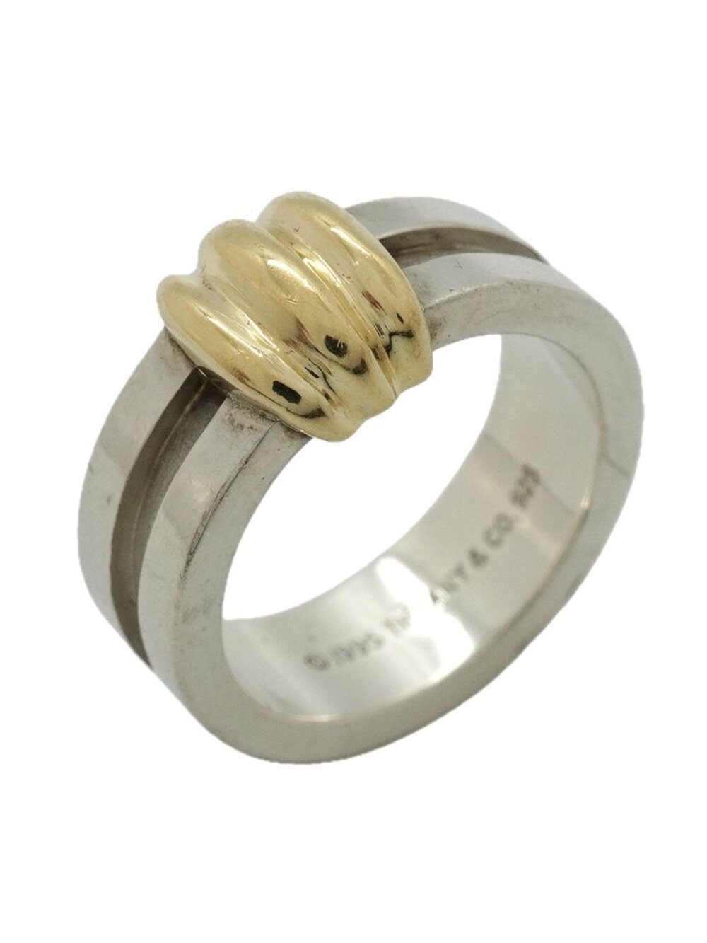 Tiffany & Co Ring Groove with 18K Yellow Gold 925 Sterling Silver